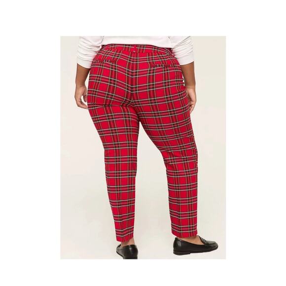 LANE BRYANT Slim Ankle 4 Season Pant Stretch Red Tartan Plaid SZ 16 Mid Rise - Picture 8 of 8